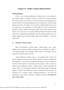 Chapter IV- Mother Tongue Influence(MTI)