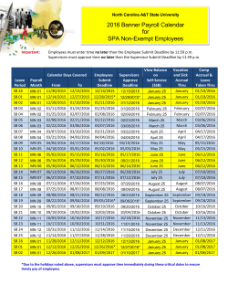2016 Banner Payroll Calendar for SPA Non