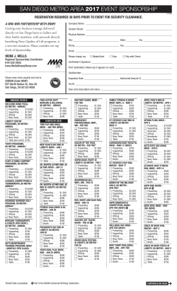 SAN DIEGO METRO AREA 2017 EVENT SPONSORSHIP