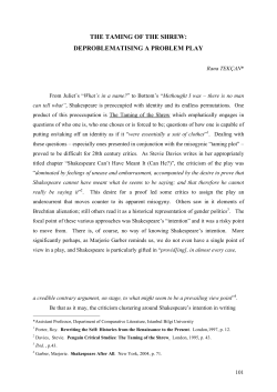 the taming of the shrew: deproblematising a problem play