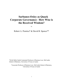 Sarbanes-Oxley as Quack Corporate Governance: How Wise is the