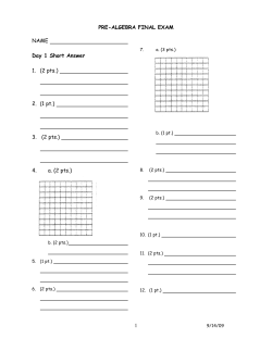 PRE-ALGEBRA FINAL EXAM 1 NAME Day 1 Short Answer 1. (2 pts
