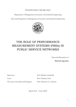 THE ROLE OF PERFORMANCE MEASUREMENT SYSTEMS