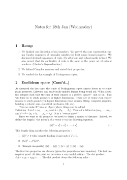 Notes for 18th Jan (Wednesday)