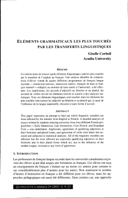 ELEMENTS GRAMMATICAUX LES PLUS TOUCHES PAR LES