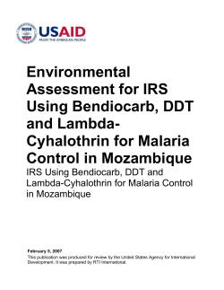 Environmental Assessment for IRS Using Bendiocarb, DDT and