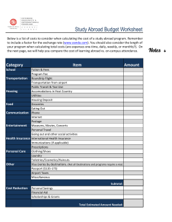 Study Abroad Budget Worksheet