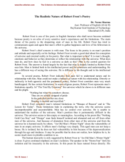 the realistic nature of robert frost`s poetry