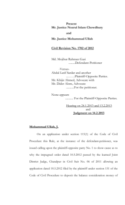 Civil Revision 1702/2012 - Supreme Court of Bangladesh