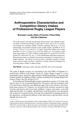 Anthropometric Characteristics and Competition Dietary Intakes of