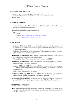 Kl&eacute;bert Kentia Tonleu - Institut f&uuml;r Mathematik - Humboldt