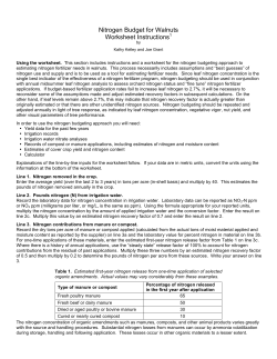 Nitrogen Budgeting Worksheet for Walnuts