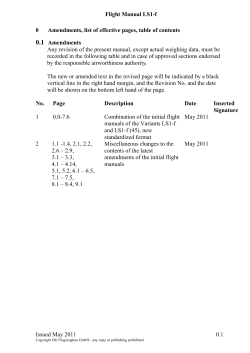 Flight Manual LS1-f Issued May 2011 0.1 0 Amendments, list of