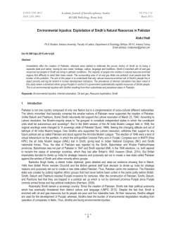 Environmental Injustice: Exploitation of Sindh`s Natural
