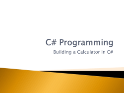 Building a Calculator in C# 10-25-11