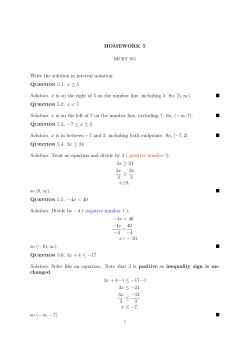 HOMEWORK 5 Write the solution in interval notation: Question 5.1. x