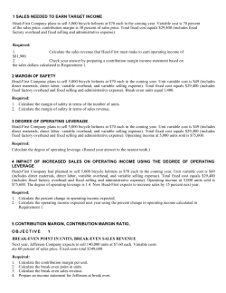 1 SALES NEEDED TO EARN TARGET INCOME