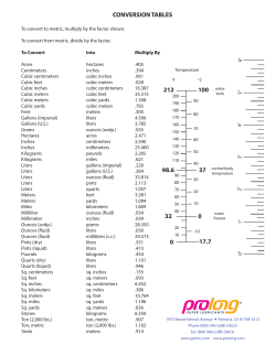 Prolong Conversion Table