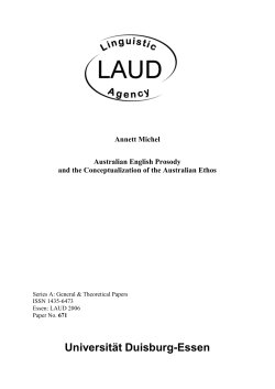 Australian English Prosody and the Conceptualization of the
