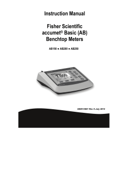 Instruction Manual Fisher Scientific accumet&reg; Basic (AB) Benchtop