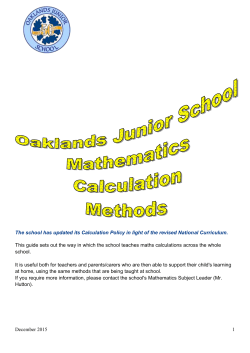 Maths Calculation Guidance