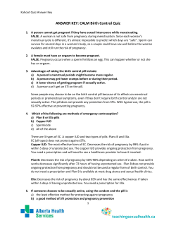 ANSWER KEY: CALM Birth Control Quiz