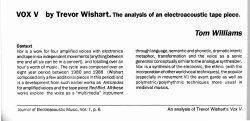 Analysis of Trevor Wishart`s Vox