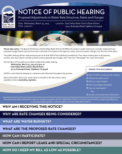 Prop 218 Notice - East Valley Water District