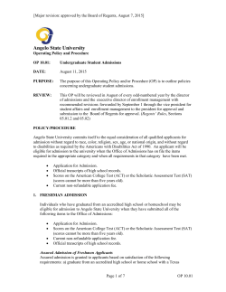 OP 10.01 Undergraduate Student Admissions
