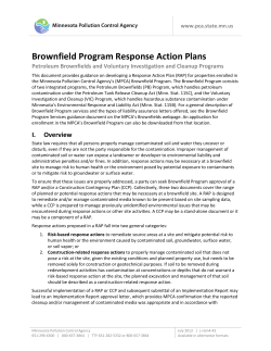 Brownfield Program Response Action Plans