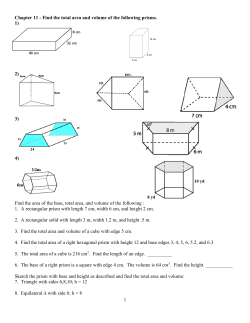 1 Chapter 11 - Find the total area and volume of the following prisms