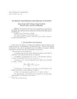 ON MEANS, POLYNOMIALS AND SPECIAL FUNCTIONS Johan