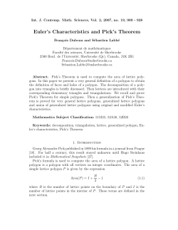 Euler`s Characteristics and Pick`s Theorem