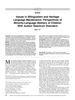 Issues in Bilingualism and Heritage Language Maintenance