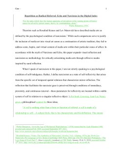 Gee – 1 Repetition as Radical Referral: Echo and Narcissus in the