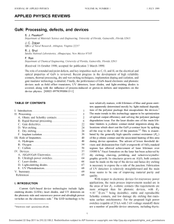 APPLIED PHYSICS REVIEWS GaN: Processing, defects, and devices