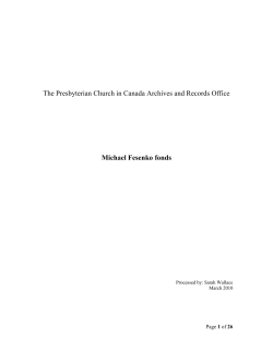 The Michael Fesenko fonds - The Presbyterian Church in Canada