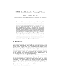 E-Mail Classification for Phishing Defense