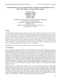 Economic Efficiency of Cassava Based Farmers in Southern
