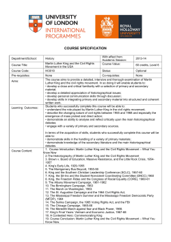 Martin Luther King and the Civil Rights Movement in the USA