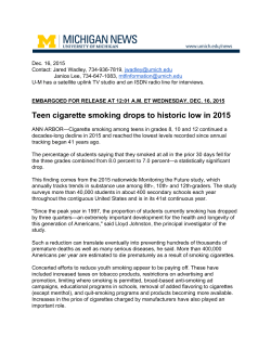 Teen cigarette smoking drops to historic low in 2015