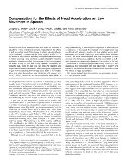 Compensation for the effects of head acceleration on jaw movement