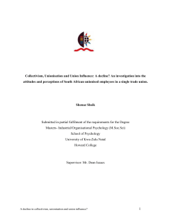 1 Collectivism, Unionisation and Union Influence: A decline? An