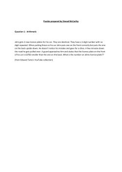 Puzzles prepared by Sinead McCarthy Question 1: Arithmetic John