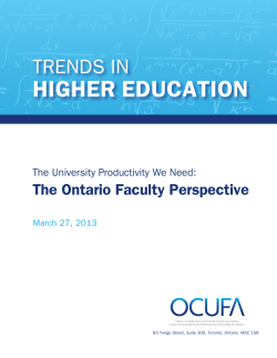 The University Productivity We need: The Ontario Faculty