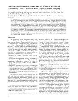 Four New Mitochondrial Genomes and the Increased Stability of