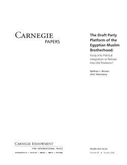 The Draft Party Platform of the Egyptian Muslim Brotherhood: Foray