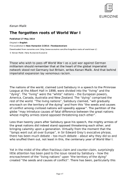 The forgotten roots of World War I
