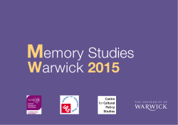 Memory Studies Warwick 2015