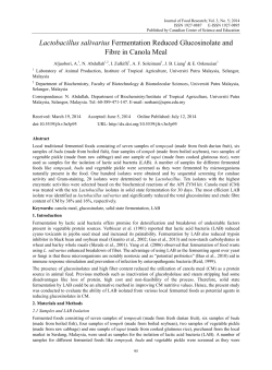 Lactobacillus salivarius Fermentation Reduced Glucosinolate and